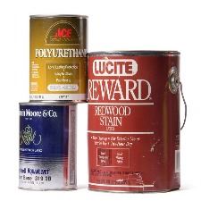 three paint cans