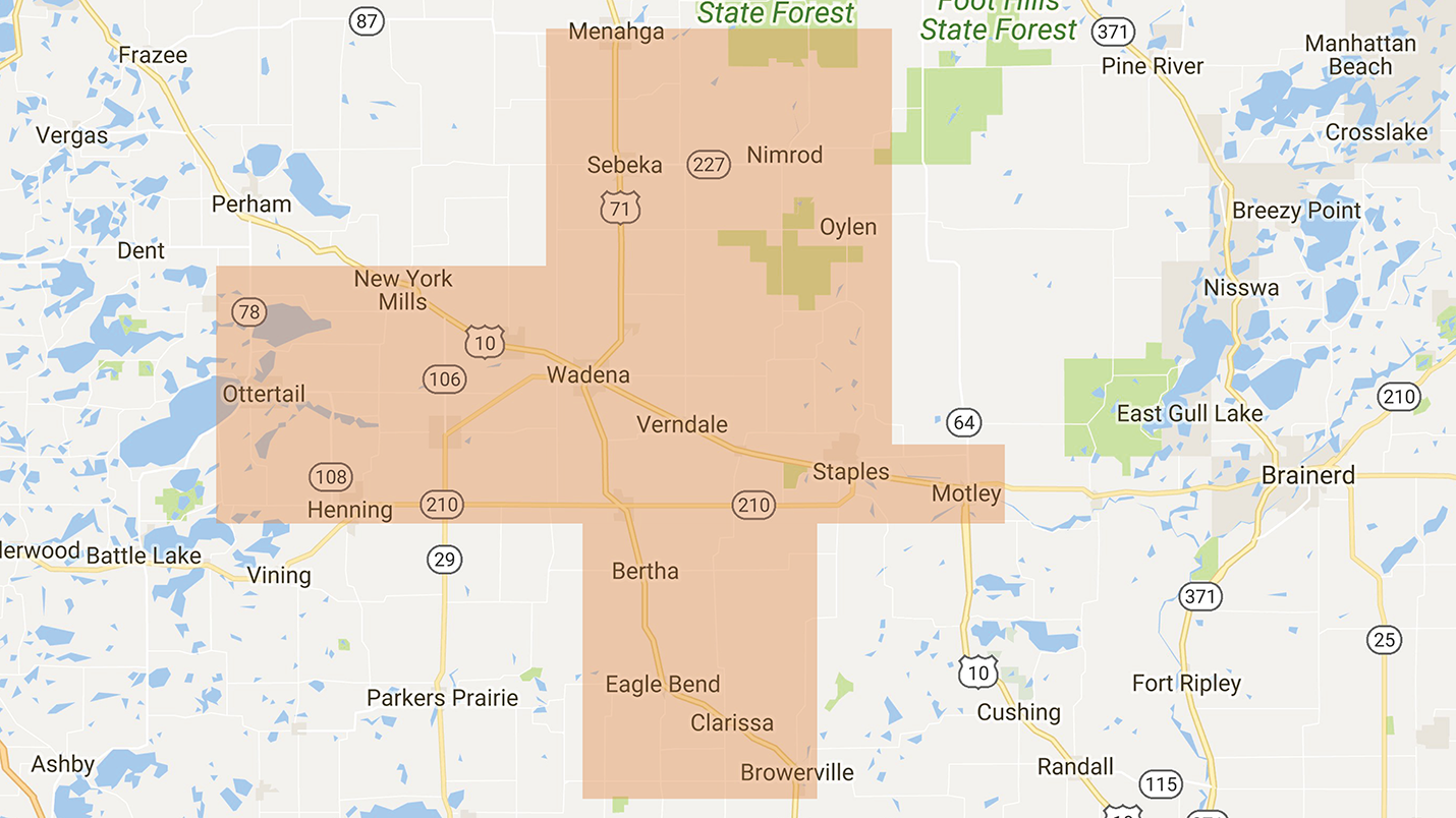 Friendly Rider Service Area Map